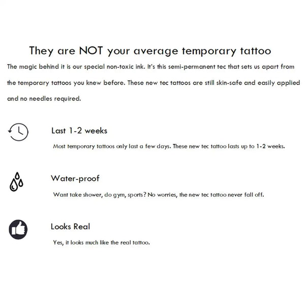 Semi Permanent Temporary Tattoo Sticker, Totem Tattoo Designs Symbols Long lasting Waterproof for Women Men