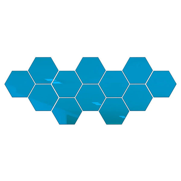 12PCs/Set DIY 3D Mirror Wall Sticker Hexagon Home Decor Mirror Decor Stickers Art Wall Bedroom Decoration Self-adhesive Stickers