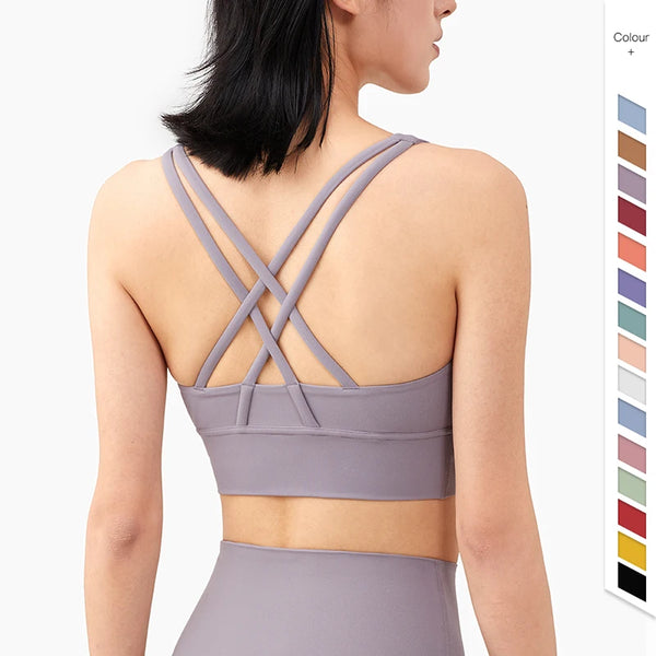 Vnazvnasi New Color Sports Bra Nylon And Spandex Breathable Yoga Tops Back Cross Women Sportswear Outdoor Exercise Clothing