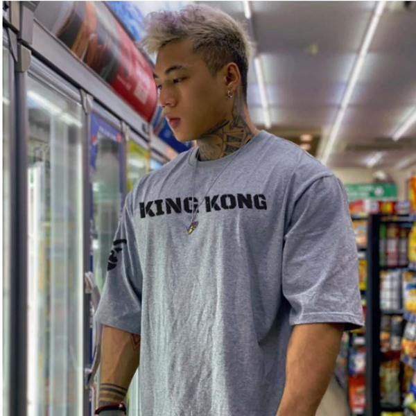 Trendy loose fitting men's sports short sleeved T-shirt for men's summer pure cotton half sleeved gym running training clothes