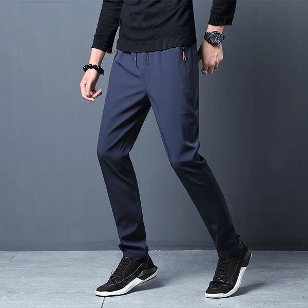 Quality Summer Men's Ice Silk Quick Drying Casual Pants Slim Fit and Thin Korean Edition Ice Silk Pants Sports Pants Straight Tu