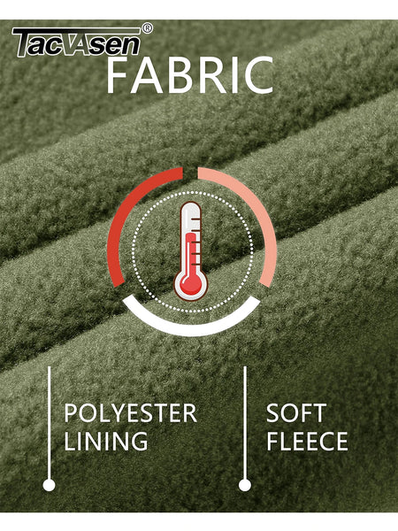 TACVASEN Spring Winter Fleece Jacket With Hoodie Mens Hooded Fleece Jacket Full-Zip Up Outdoor Windproof Hooded Warm Work Coat