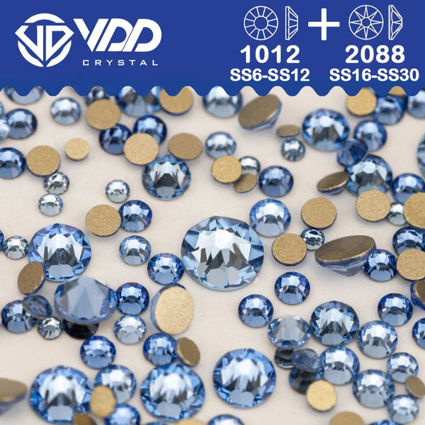 VDD Mix Size SS6-SS30 AAAAA High Quality Glass 2088 Rhinestones Crystal Flatback Strass Stones Crafts DIY Nail Art Decoration