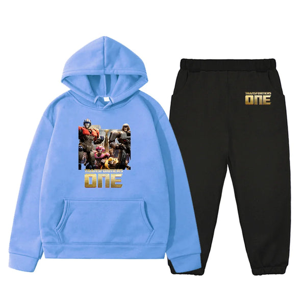 Fashion Boys New Kids Clothing Set  Transformers One Anime Print Pullovers High Street Outdoor Sportswear and Pants Set Clothes