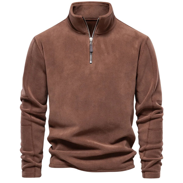 Autumn Winter New Warm Polo Shirts Men's Lamb Wool Sweatshirt Standing Neck Half Zip Long Sleeve Fashion Versatile Men Tees Tops