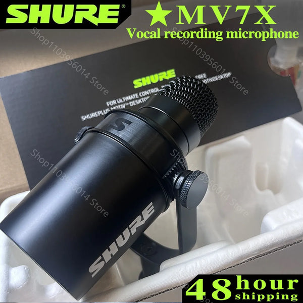 Shure MV7X XLR Podcast Broadcast Microphone Dynamic Cardioid Optimized Frequency Mic for Podcasting & Vocal Recording All Metal