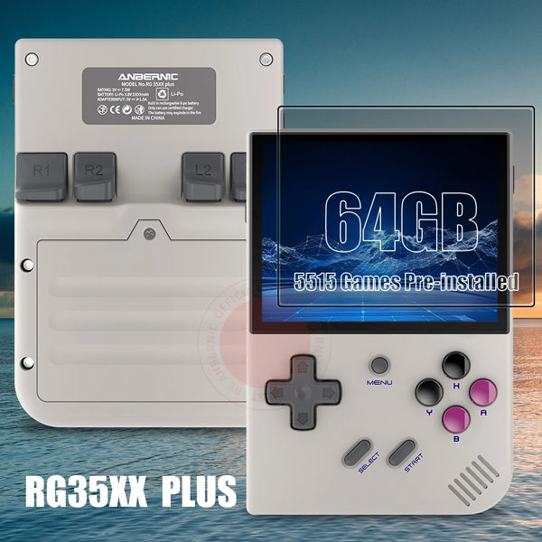 ANBERNIC RG35XX Plus Handheld Game Console 3.5" IPS Screen With 3300mAh Linux System Retro Games Console Built-in 64G 5000 Games