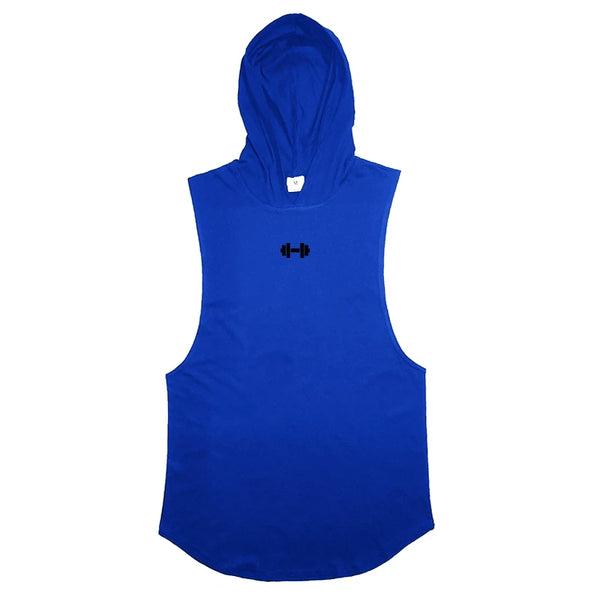 Summer Loose Sleeveless Hooded T-shirts Cotton Breathable Mens Sport Singlets Gym Bodybuilding Tank Tops Fitness Muscle Hoodie