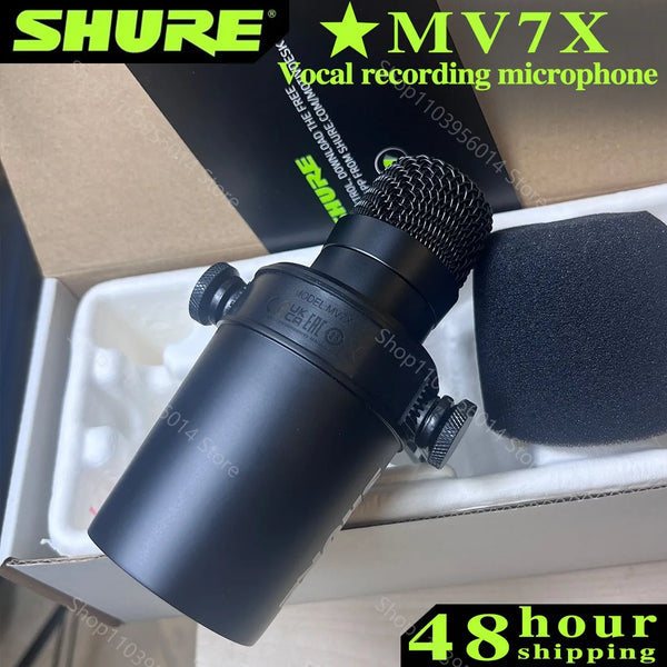 Shure MV7X XLR Podcast Broadcast Microphone Dynamic Cardioid Optimized Frequency Mic for Podcasting & Vocal Recording All Metal