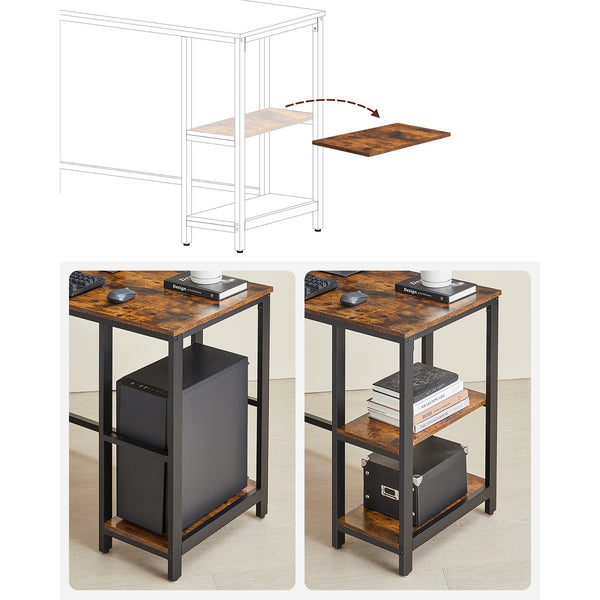 VASAGLE Computer Desk, L-Shaped Corner Desk, Gaming Desk, Workstation with 2 Storage Shelves for Home Office, Space-Saving