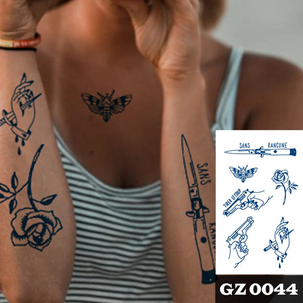 Semi Permanent Temporary Tattoo Sticker, Totem Tattoo Designs Symbols Long lasting Waterproof for Women Men
