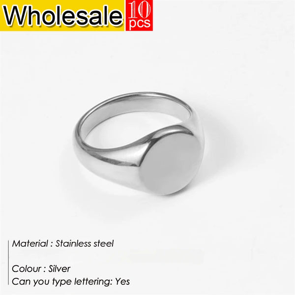 women 10PCS Round Stainless Steel Ring Women Punk Fashion Jewelry Minimalist  Golden Plated Geometric Ring Wholesale Direct sale
