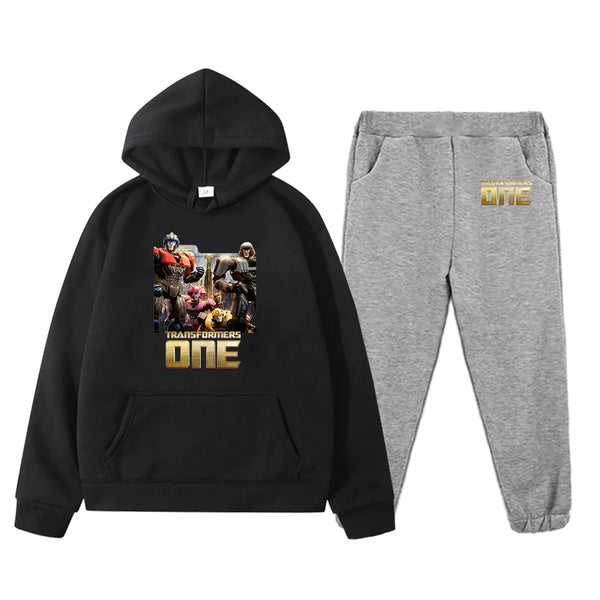Fashion Boys New Kids Clothing Set  Transformers One Anime Print Pullovers High Street Outdoor Sportswear and Pants Set Clothes