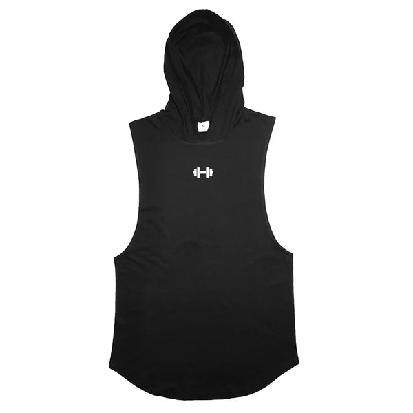 Summer Loose Sleeveless Hooded T-shirts Cotton Breathable Mens Sport Singlets Gym Bodybuilding Tank Tops Fitness Muscle Hoodie