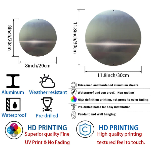 Round Aluminum Metal Wreath Sign, Flat Print, Bee and Honeycomb Themed, Home Decor, Wall Decoration, Holiday Gift, 2D