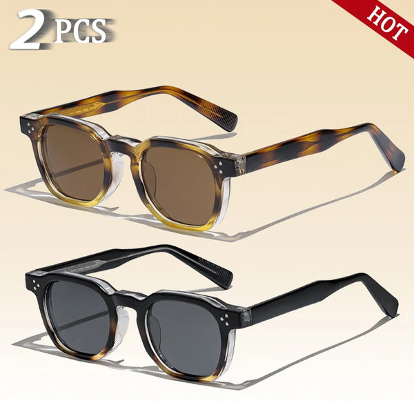 CATERSIDE New Retro Punk Men Sunglasses Square Personalized Design Glasses Women's Fashion Party Glasses Festival Gift 2 Pieces