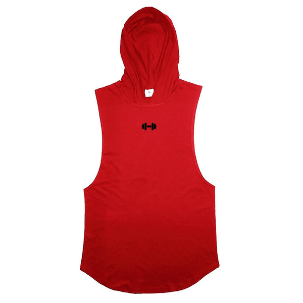 Summer Loose Sleeveless Hooded T-shirts Cotton Breathable Mens Sport Singlets Gym Bodybuilding Tank Tops Fitness Muscle Hoodie