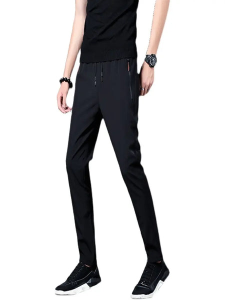 Quality Summer Men's Ice Silk Quick Drying Casual Pants Slim Fit and Thin Korean Edition Ice Silk Pants Sports Pants Straight Tu
