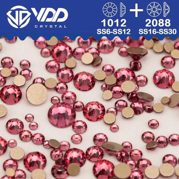 VDD Mix Size SS6-SS30 AAAAA High Quality Glass 2088 Rhinestones Crystal Flatback Strass Stones Crafts DIY Nail Art Decoration