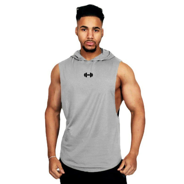 Summer Loose Sleeveless Hooded T-shirts Cotton Breathable Mens Sport Singlets Gym Bodybuilding Tank Tops Fitness Muscle Hoodie
