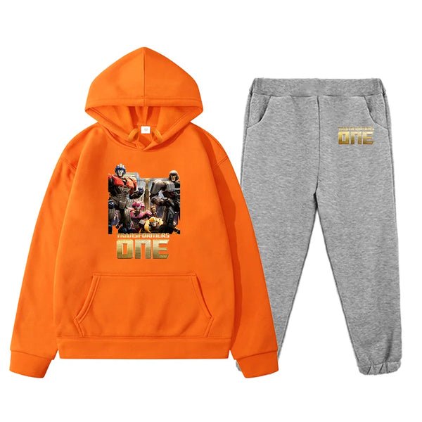 Fashion Boys New Kids Clothing Set  Transformers One Anime Print Pullovers High Street Outdoor Sportswear and Pants Set Clothes