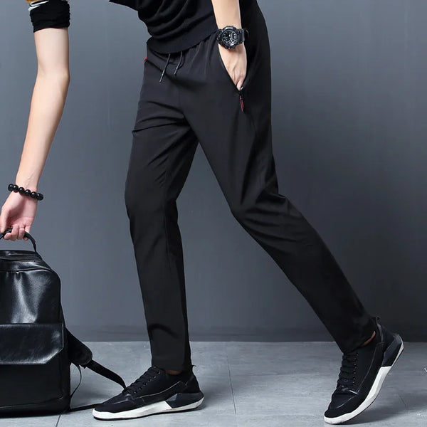 Quality Summer Men's Ice Silk Quick Drying Casual Pants Slim Fit and Thin Korean Edition Ice Silk Pants Sports Pants Straight Tu