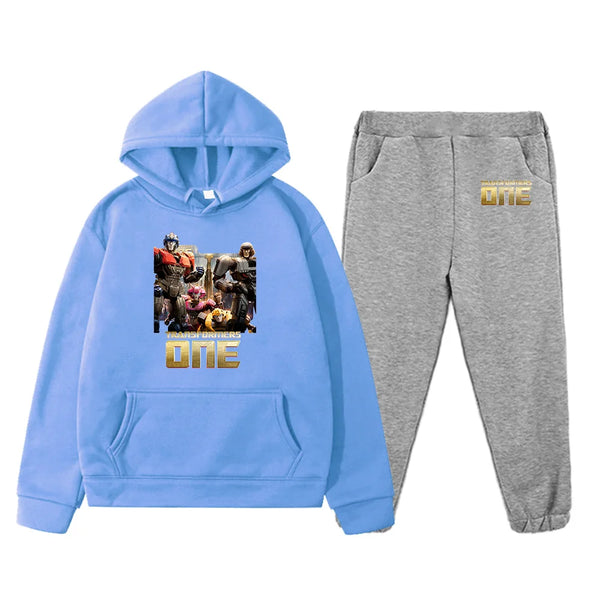 Fashion Boys New Kids Clothing Set  Transformers One Anime Print Pullovers High Street Outdoor Sportswear and Pants Set Clothes