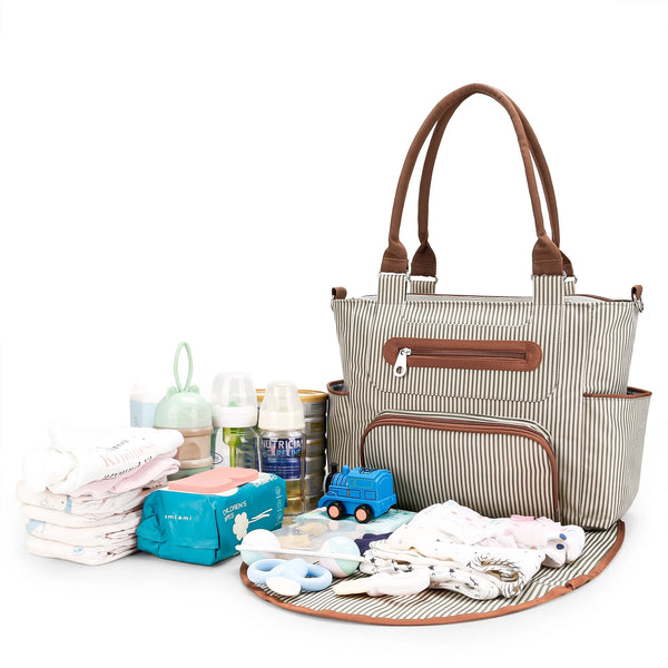 Diaper Bag 7 pieces set nappy tote bag large capacity for baby mom dad Travel Bag  Newborn Nappy Bag with Changing Pad