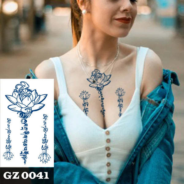 Semi Permanent Temporary Tattoo Sticker, Totem Tattoo Designs Symbols Long lasting Waterproof for Women Men