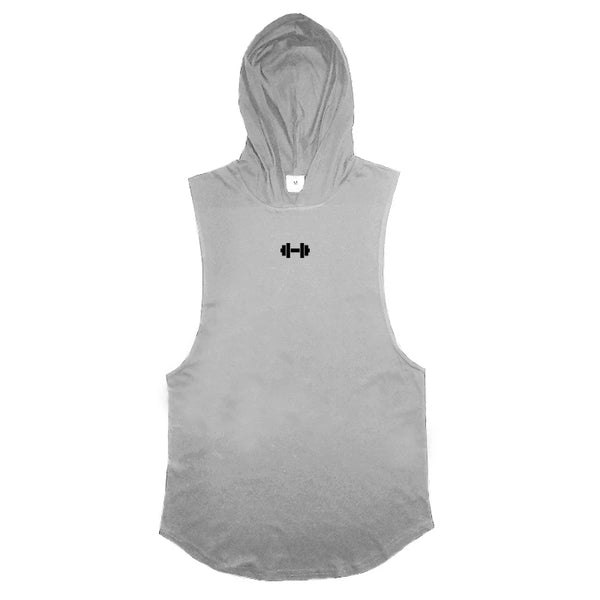 Summer Loose Sleeveless Hooded T-shirts Cotton Breathable Mens Sport Singlets Gym Bodybuilding Tank Tops Fitness Muscle Hoodie