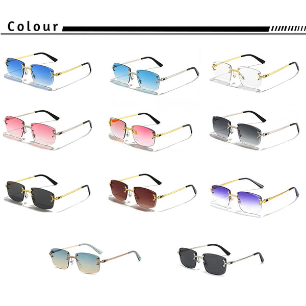 CATERSIDE Retro Rimless Square Sunglasses Men Women UV400 Small Gradient Sun Glasses For Men Popular High Quality Party Eyewear