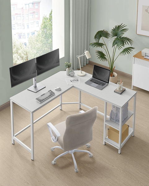 VASAGLE Computer Desk, L-Shaped Corner Desk, Gaming Desk, Workstation with 2 Storage Shelves for Home Office, Space-Saving