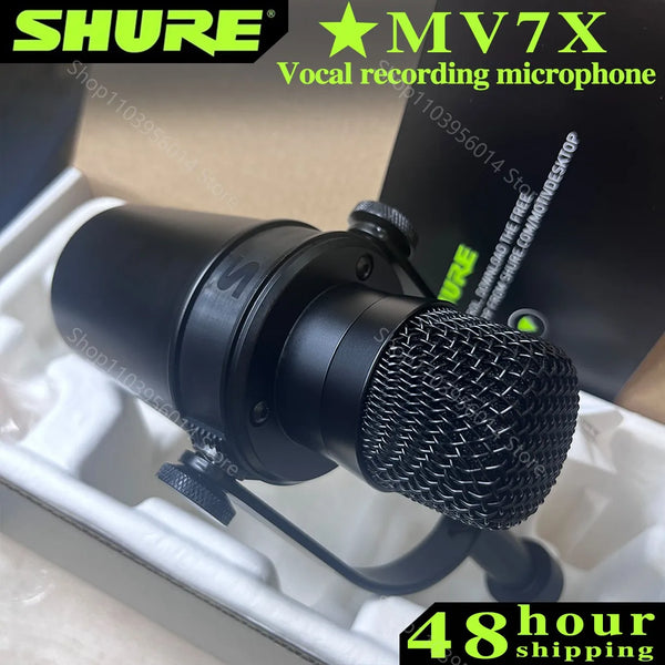 Shure MV7X XLR Podcast Broadcast Microphone Dynamic Cardioid Optimized Frequency Mic for Podcasting & Vocal Recording All Metal