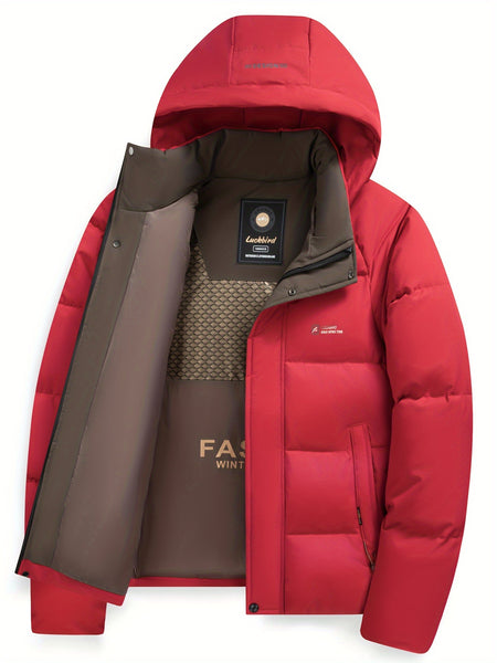 Men's Stylish Winter Jacket with Detachable Hood - Warm, Casual & Versatile for Business or Outdoor Activities