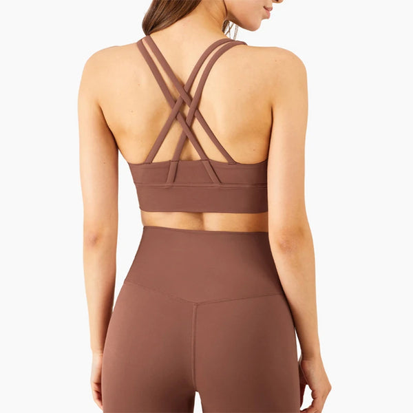 Vnazvnasi New Color Sports Bra Nylon And Spandex Breathable Yoga Tops Back Cross Women Sportswear Outdoor Exercise Clothing