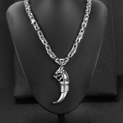 Punk Stainless Steel Jewelry Wolf Pendant Necklace For Men Women 2021 New Byzantine Chain Fahsion Emperor Chain Jewelry Gifts
