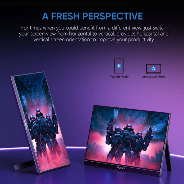 ARZOPA 16.1 inch 100% sRGB 144Hz Portable Monitor Gaming  Laptop Display with Type C Mini HDMI For PS/Steam/Deck/Switch/PC/Mac