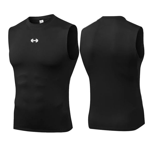 Men's Running Compression Vest Gym Clothing Sports Fitness Tank Tops Quick Dry Workout Sportswear O Neck Tight Sleeveless Shirt