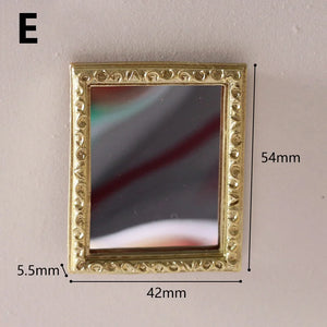 Mini Vintage Carved Mirror Retro Self-adhesive Wall Mounted Mirror Gold and Silver Color Makeup Vanity Home Decorative Mirrors