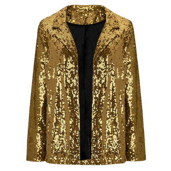 Pink Sequins Womens Suit Jackets Shiny Evening Party Wear Jacket Outerwear Long Sleeve Women's Glitter Lapel Suit Coat Women