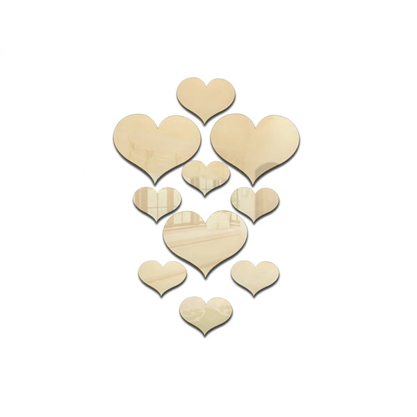 10Pcs/Set Durable Love Heart Stickers Wall Sticker Mirror Mural 3D Decal Simple DIY Decorative Removable Paster Home Decoration