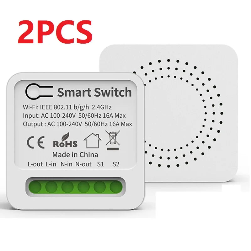 Smart Light Switch Mini Wifi Mini Smart Switch 16A DIY Light Switch 2 Way Wireless Control ...