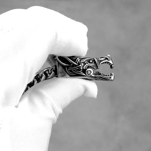 New Creative Viking Wolf Head Men's Bracelet Fashion Punk Stainless Steel Chain Bangle Rock Hip Hop Biker Accessories Wholesale