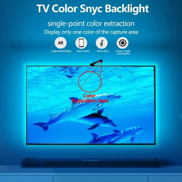 RGBIC LED TV Backlight Strip With AR Color Gamut Sensor App Control Smart Screen Sync 55-75 Inch for Gaming Room Atmosphere Ligh