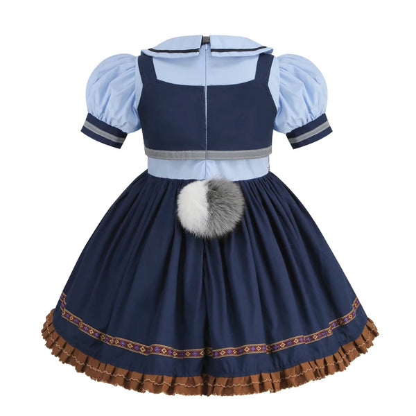 Movie Zootropolis Judy Cosplay Costume Kid Dress Tie Headdress Belt Socks Set Girl Police Role Play Uniform Christmas Party Gift