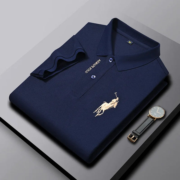 Embroidered Men's Pure Cotton Popsicle Cotton Hot Selling Polo Shirt Summer New Business Casual Breathable Polo Shirt For Men