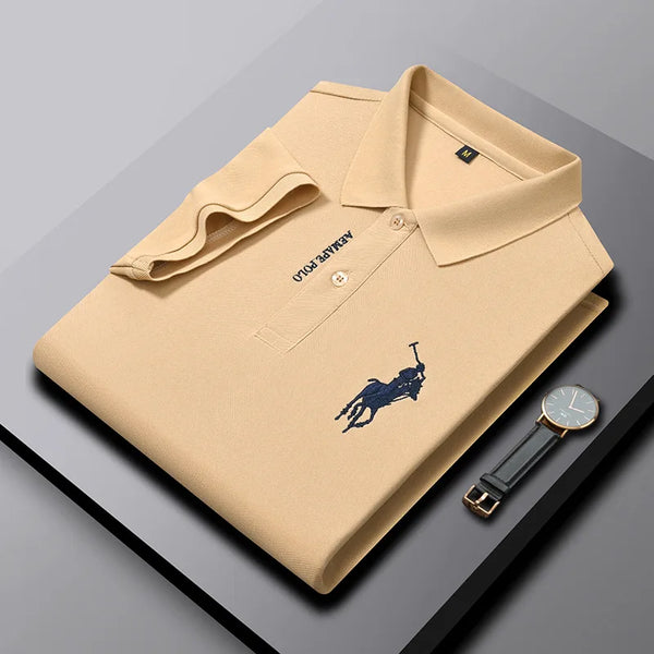 Embroidered Men's Pure Cotton Popsicle Cotton Hot Selling Polo Shirt Summer New Business Casual Breathable Polo Shirt For Men
