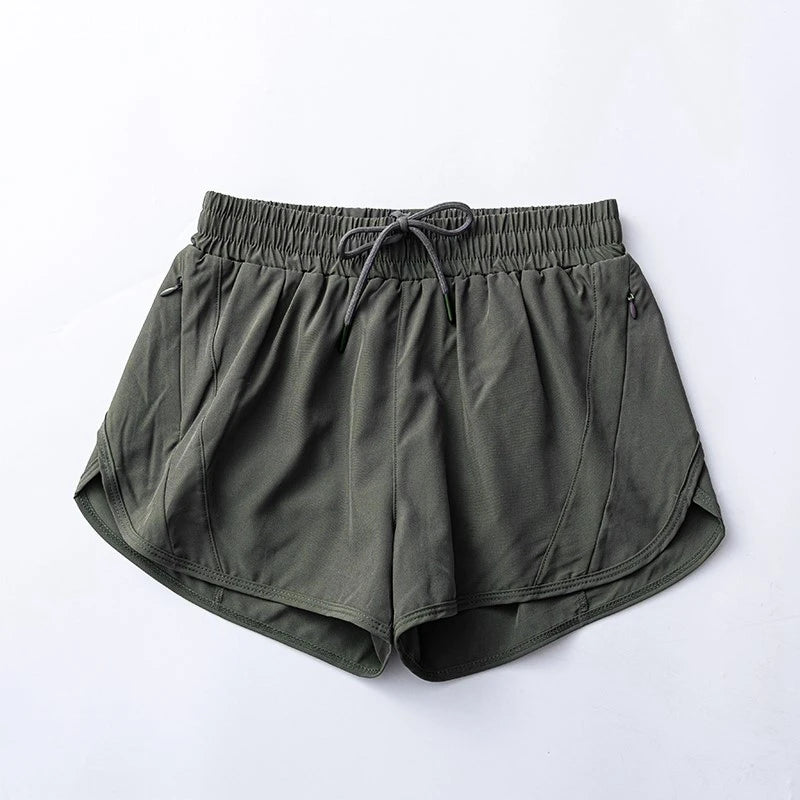 High Waist Athletic Shorts Quick Dry Workout Sports Active Running Track Short With Elastic and Zip Pockets Training Sports Wear