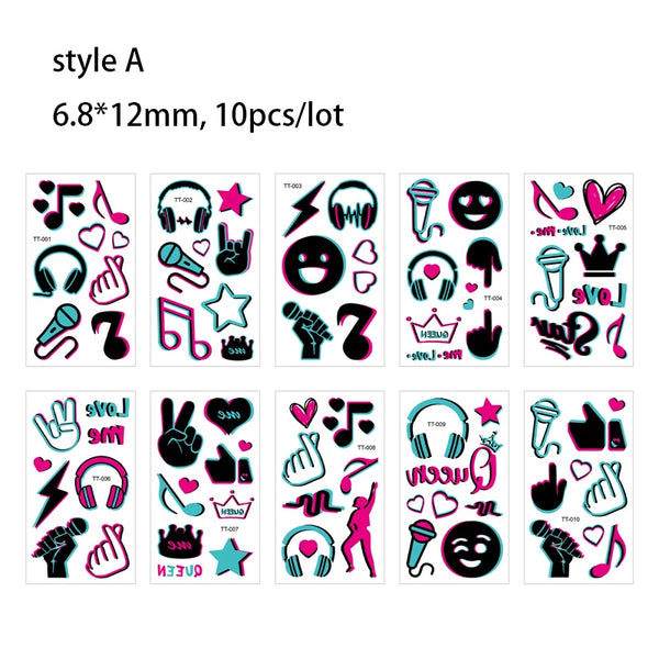 Music Note Skin Sticker Tattoo Temporary Headphone Water Transfer False Tattoo for Body Arm Neck Face Leg Waterproof Tattoo
