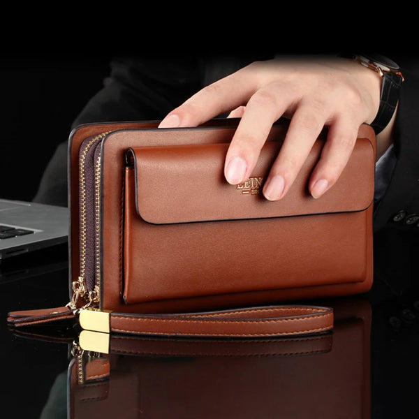 Men Clutch Bag Men's Long Purse Large Capacity Men's Wallets Cell Phone Pocket Passcard Pocket High Quality Wallet Bags